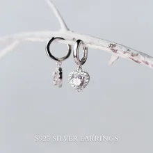 Модная женская Роскошная кубическая циркониевая подвеска в форме сердца из стерлингового серебра 925 пробы, кольцо для ушей, серьги CZ, свадебные обручи, серьги для невесты