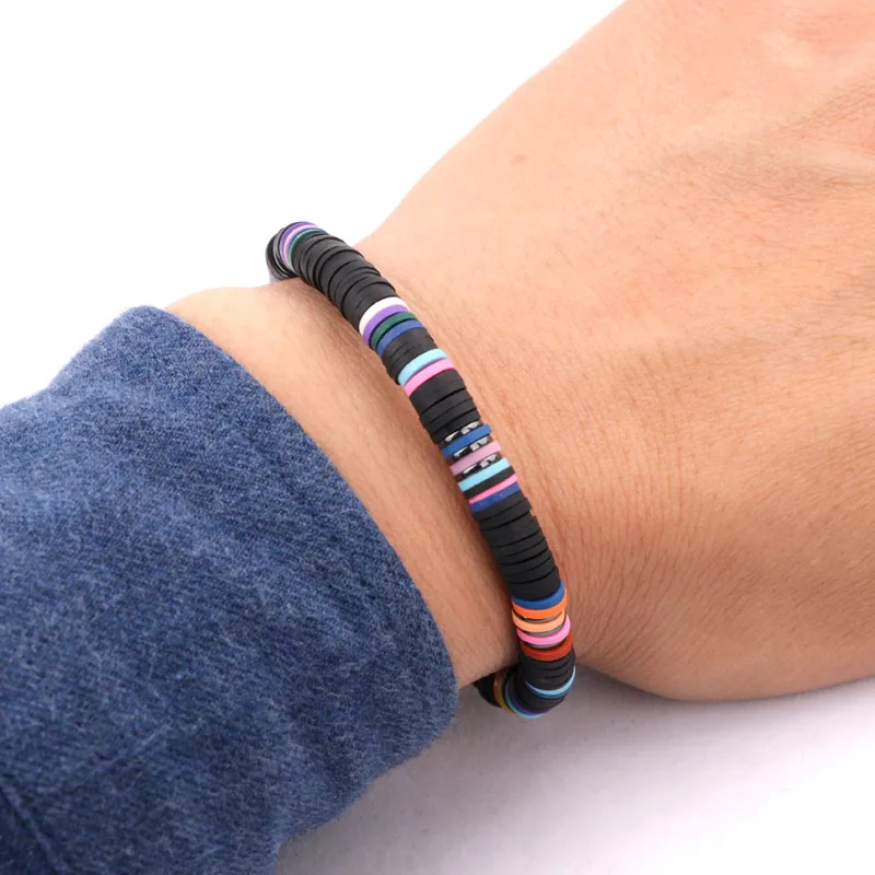 New Design Men Beads Jewelry Bracelet Polymer Clay Hematite Beaded Macrame Bracelet For Men - Image 5