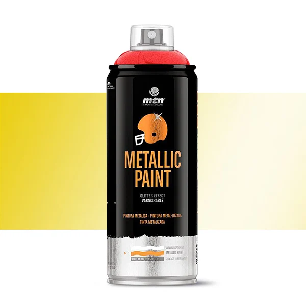 Vernice Spray Marca Mtn Pro Colore Ral Metallic Gold 400Ml Molto Veloce Resistente All'Asciugatura Esterno Alta Adesione