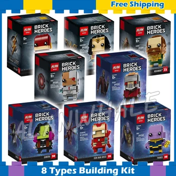

8Types BrickHeadz Super Heroes Figures Captain America Iron Man Hulk Lloyd Robin Wonder Woman Model Building Blocks Toys