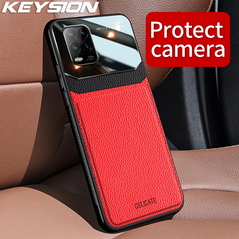 Ударопрочный чехол KEYSION для Xiaomi Mi 10 Lite Youth Pro задняя крышка из кожи и стекла