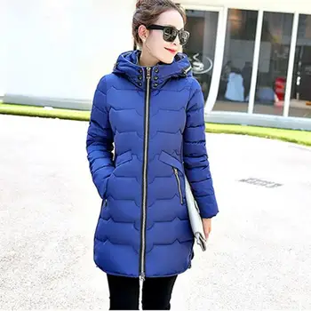 

Xl-6Xl Plus Size Winter Cotton Women Medium Long Slim Parkas Casual Female Thick Warm Hooded Solid Outwear