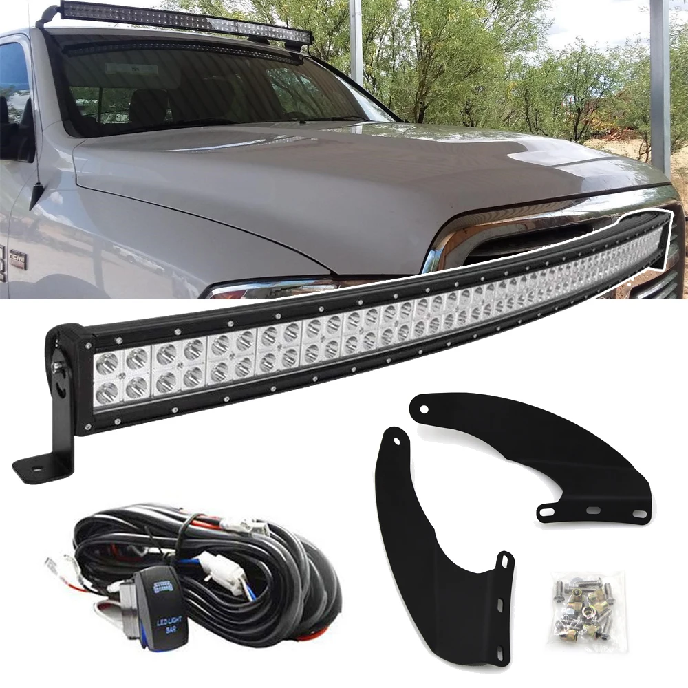 Wsen For Dodge Ram 1500 02-08 & 2500/3500 03-09 52 Inch 300W Curved LED Light Bar with Wiring Kit and Upper Roof Brackets for dodge ram 3500 1500 2500 chrysler town