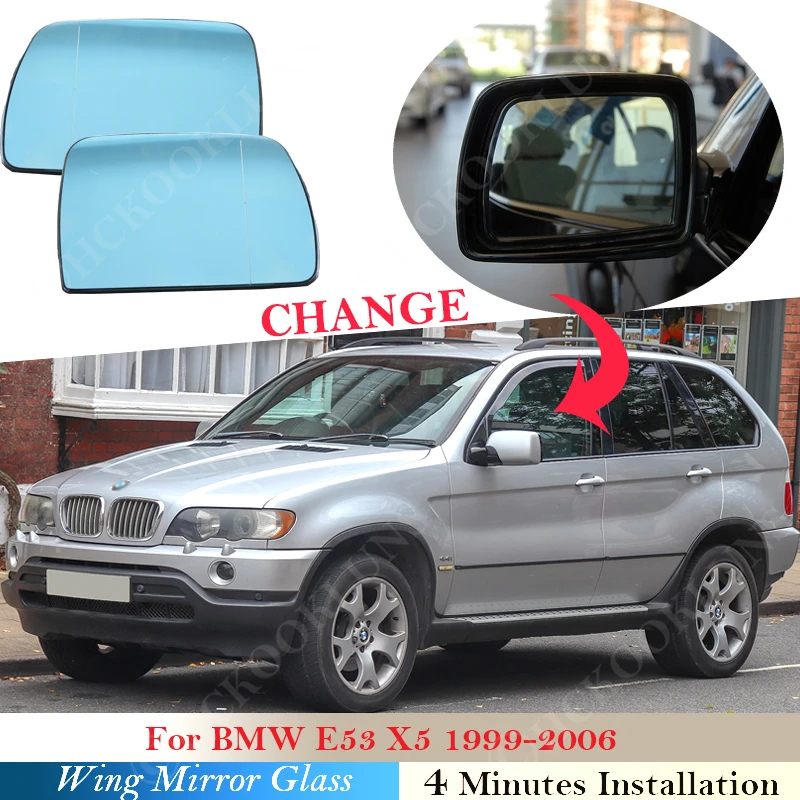 Für BMW X5 Serie E53 1999 ~ 2006 Auto Erhitzt Elektrische Seite Spiegel  Glas Tür Flügel Rückansicht Rück Ersatz blau 2005 2004