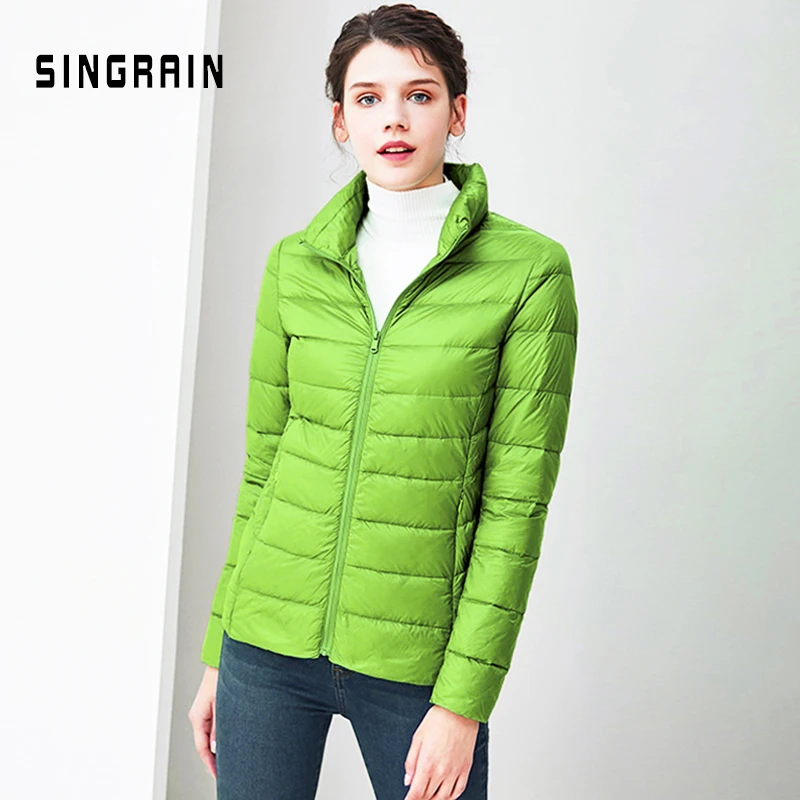 SINGRAIN, зимний, женщин, теплый, 95% куртка пуховик портативный, пальто пуховик утиный негабаритный