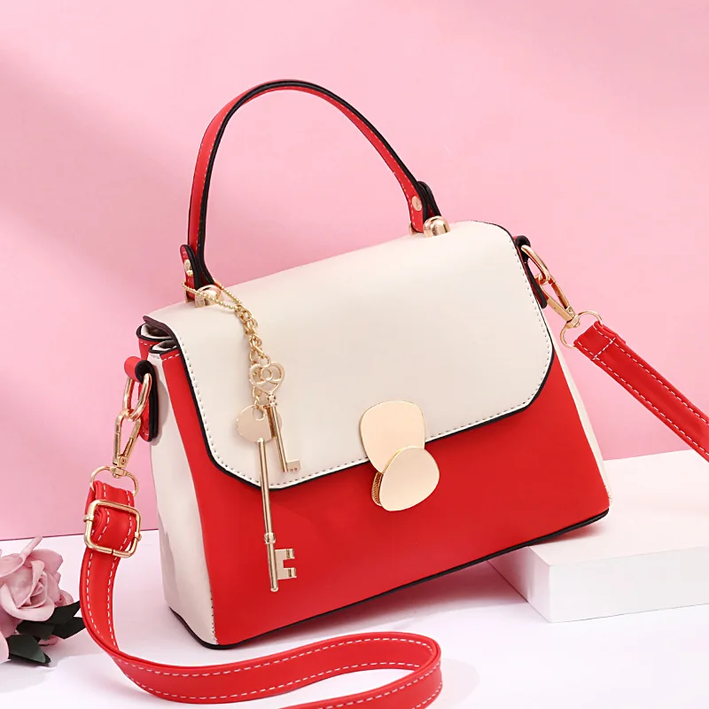 

Women's handbags 2019 new fashion handbag simple casual contrast shoulder Messenger bag pu small square bags