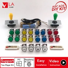 arcade diy kit for 2 player USB Encoder to PC Rasberry Pi arcade cabinet diy kit led push buttons 5 pin 8 way joystick