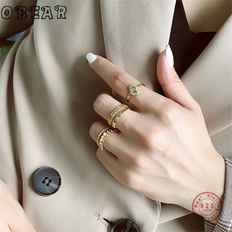 Кольца OBEAR женские из серебра 925 пробы элегантные двухслойные кольца