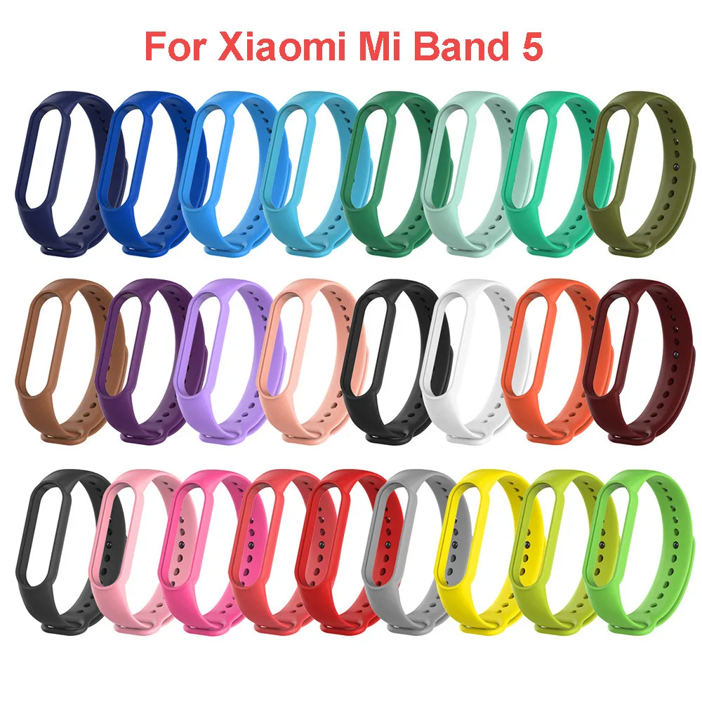 Ремешок силиконовый для смарт часов Xiaomi Mi band 5 сменный спортивный