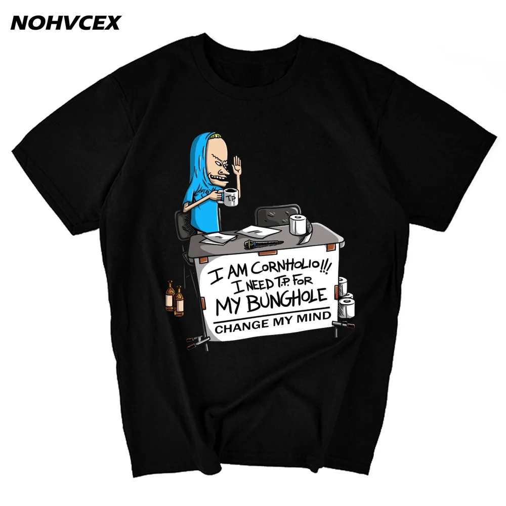 Модная удобная мужская и женская футболка Beavis с круглым воротником из хлопка I Am