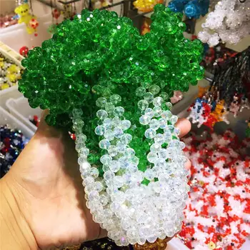 

1PCS Hand-woven cabbages with Austrian crystal keychain hanging bags decorate sparkling Christmas presents