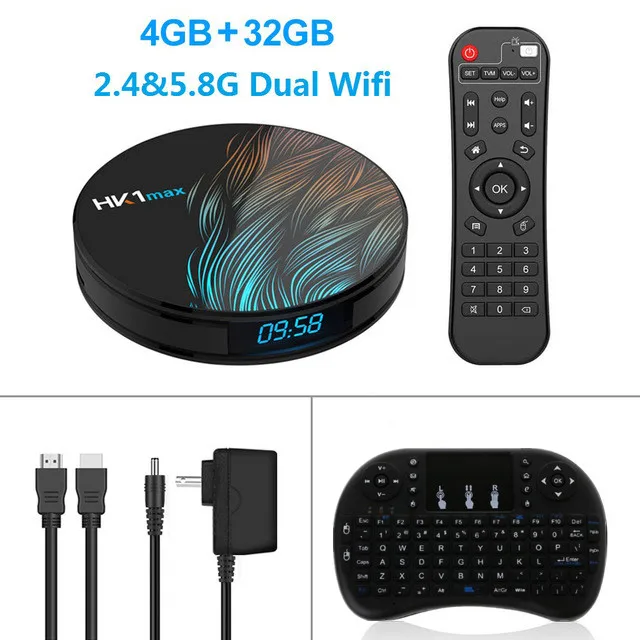 Smart Android 9,0 tv BOX HK1 Макс 4 Гб ОЗУ 128 Гб 64 ГБ 32 ГБ RK3318 4K 1080P H.265 BT4.0 Google Play store Netflix Android Box HK1MAX - Цвет: 4GB32GB keyboard