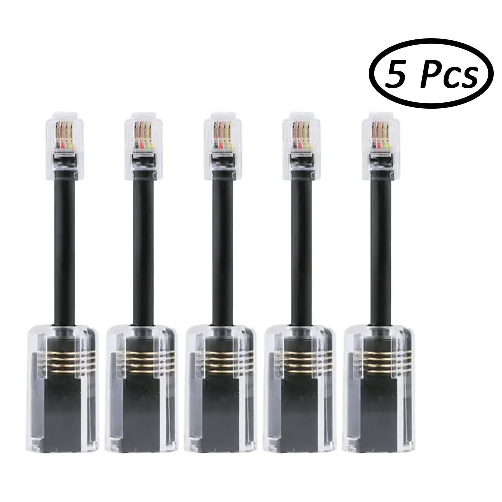 

5 Pack Telephone Cord Detangler RJ9-4P4C Model 360 Degree Extended Rotating Anti-tangle Black Telephone Cord Landline Cable