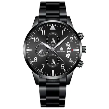 

2019 Luxury Black Business Watch Men'S Stianless Steel Band Quartz Wristwatch Male Man Fashion Military Sport Date Watches