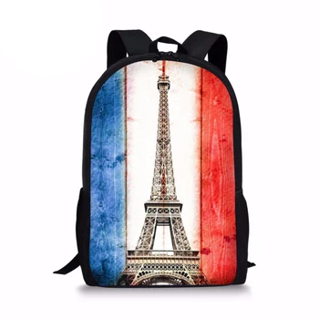 

Customzied Trendy Printing Eiffel Tower Backpack for Teen Girls Vintage School Children Kids Bagpack Cool Child Bookbag Mochila