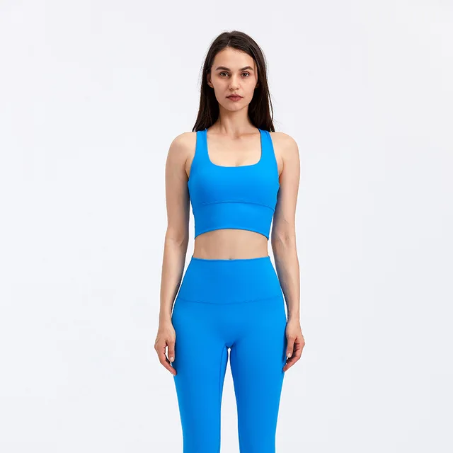 Lulu High Quality Fitness Bra Women Gym Tank Top Butter Soft  Cross Back Yoga Vest Athletic High Impact Brassiere With Chest Pad Glazed