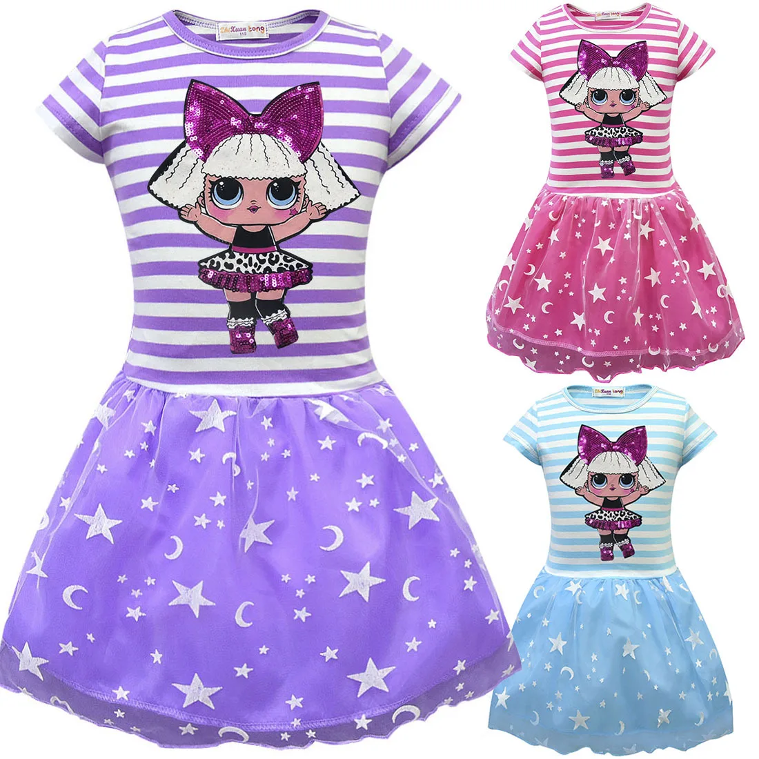 

Kids Dresses for Girls 2019 Summer Short Sleeve Lol Dress Flower Pattern Cotton Lol Doll Clothes Toddler Princess Dress Casual