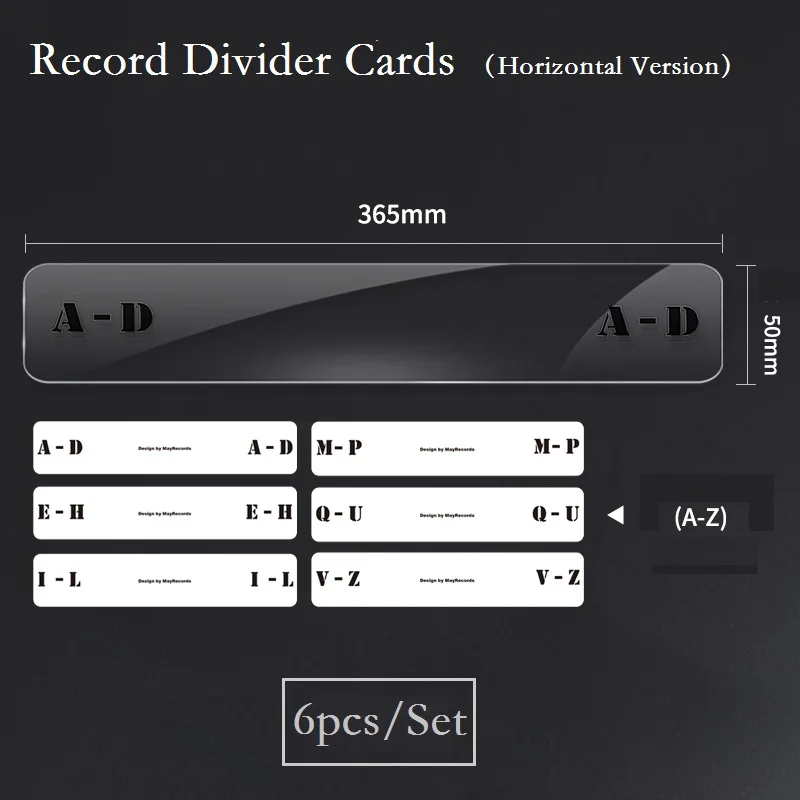 6 шт. Алфавит Tab карты с обозначениями Проигрыватель CD Музыка виниловые органайзеры CD и долгоиграющая запись разделители карты - Цвет: Horizontal LP Cards