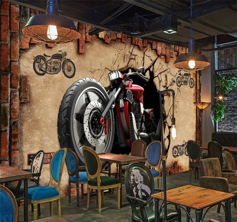 Custom 3D wallpaper mural retro car broken wall personalized ktv interior decoration painting | Обустройство дома