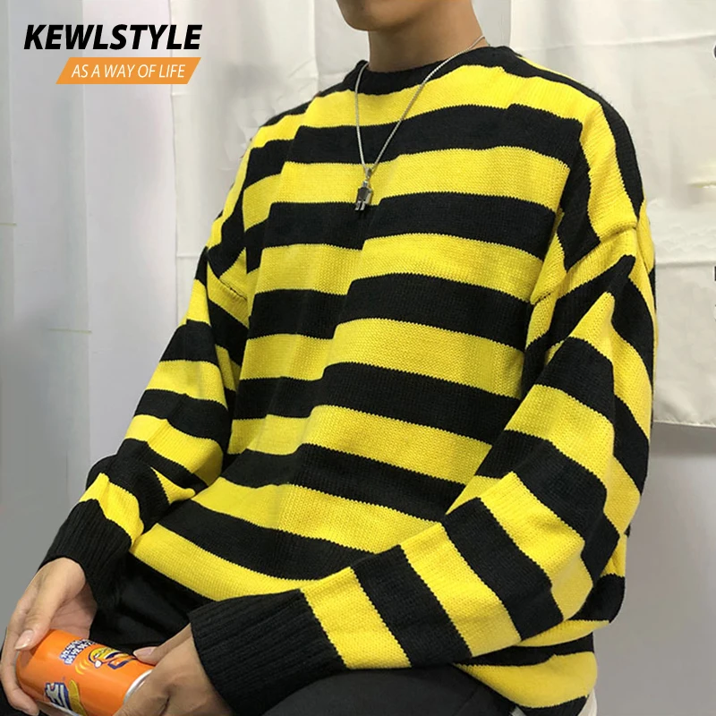 black and yellow striped sweatshirt