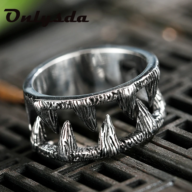 Fashion Retro Teeth Beast Ring Stinless Steel Unisex Finger Anel Punk Rock For Boyfriend Man Gift Wholesale Price | Украшения и