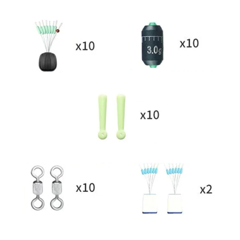 

1 Set of Competitive Combination Fishing Tackle Accessories Boxed Line Group Silicone Space Pole Bean Fishing Accessories