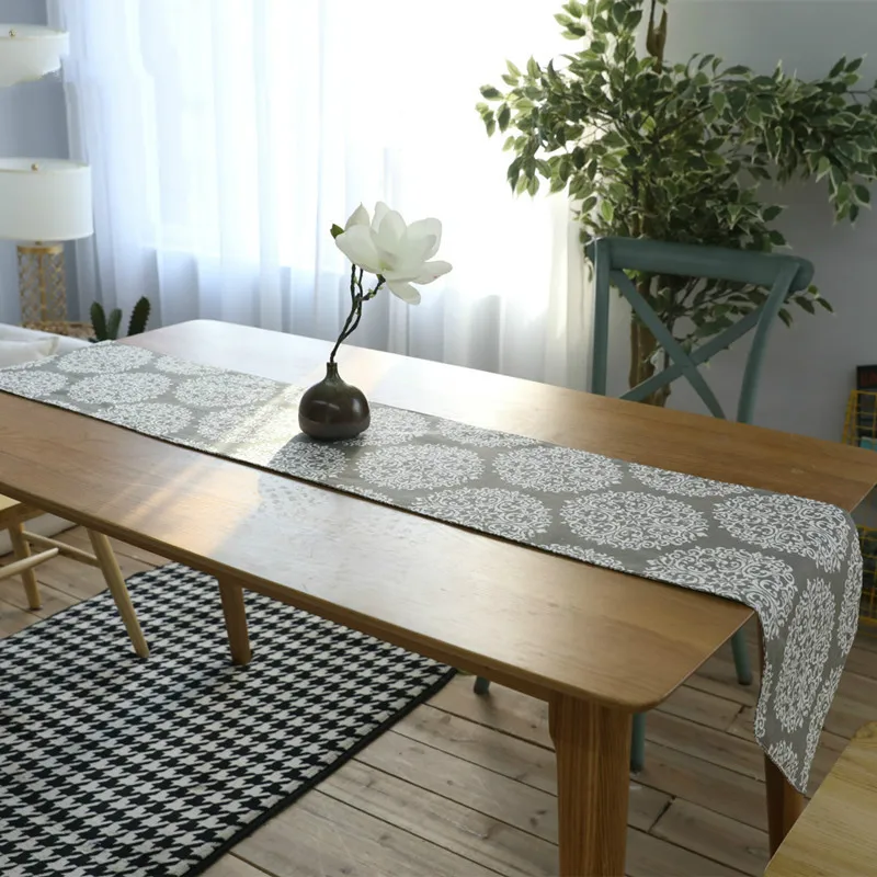 Free Shiping White Big Flower Table Runner Decoracion Mesa Hogar Cotton Linen Chemin De Tafelloper For Party Wedding Decor | Дом и сад