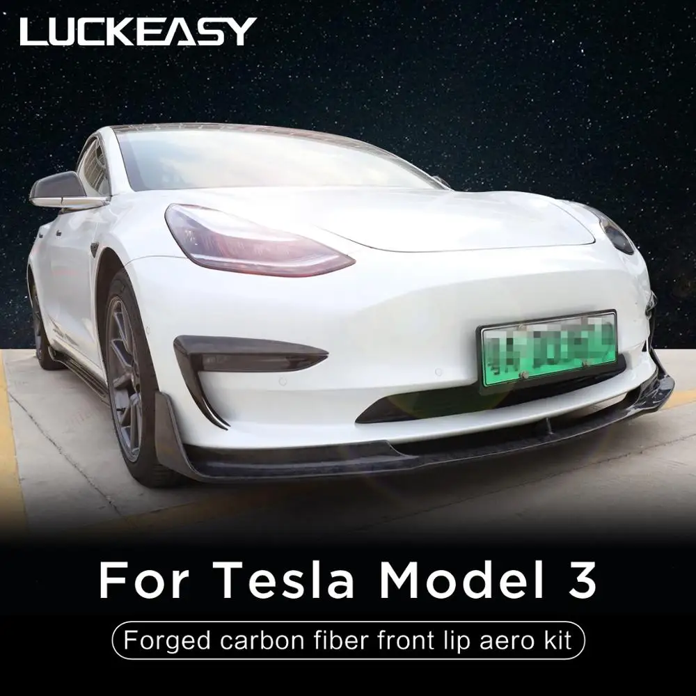 LUCKEASY Car Interior Exterior Accessories For Tesla Model 3 Real Carbon FIber Modification kits CA M3-CF23L