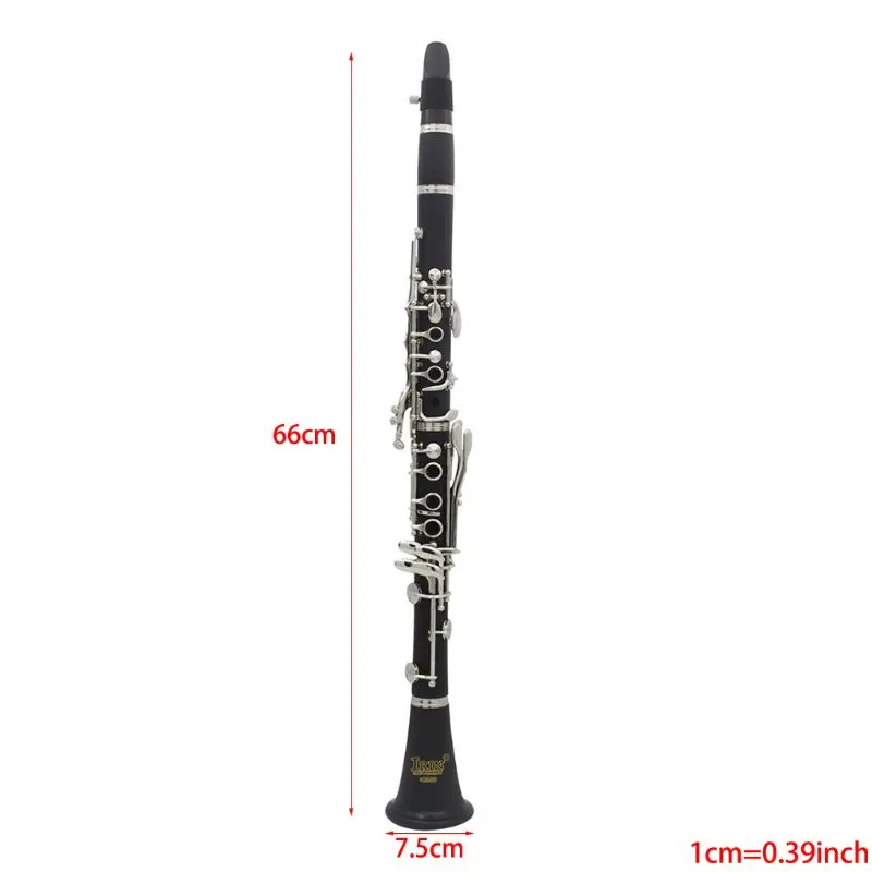 

New bakelite ABS 17 Key Clarinet bB Flat Soprano Binocular Clarinet with Cleaning Cloth Gloves Screwdriver Reed Case Woodwind
