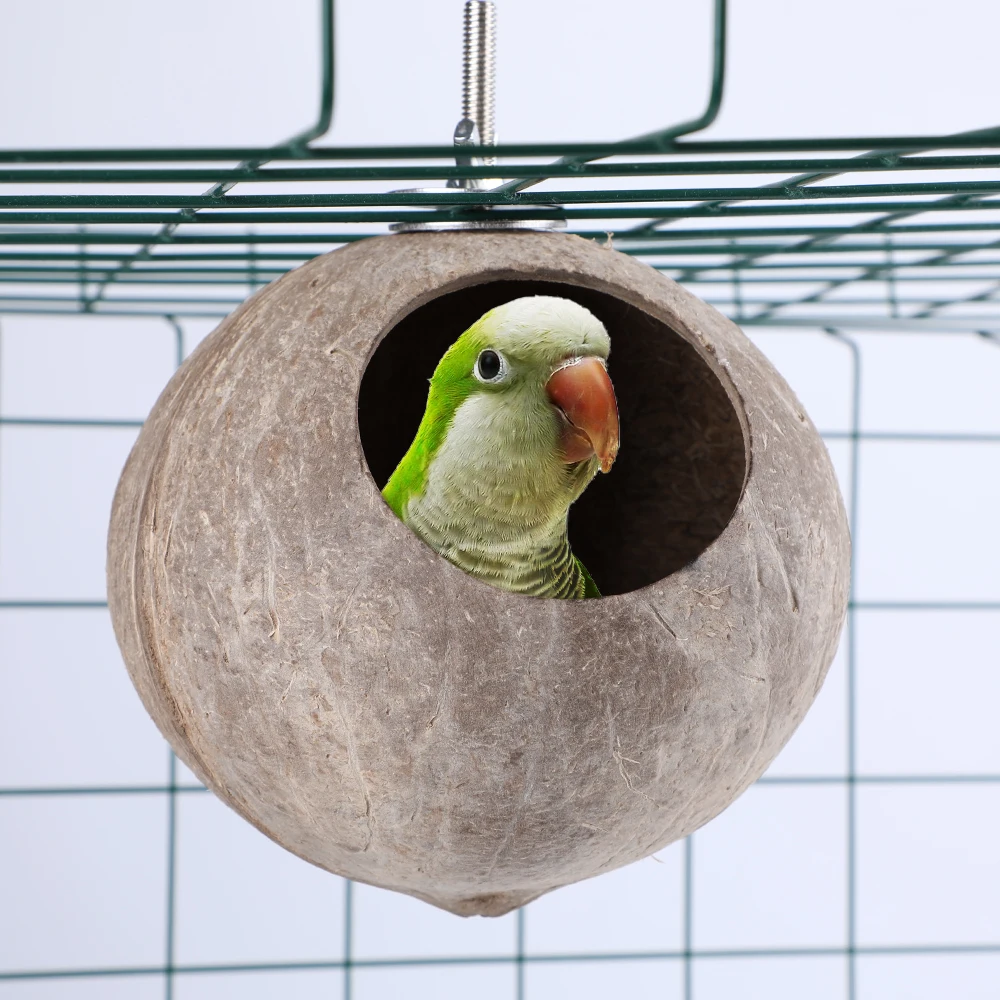 

Bird Cage Birds House Natural Coconut Shell Pet Parrot Birds Squirrel House Cage Outside Toys Parrot Nest