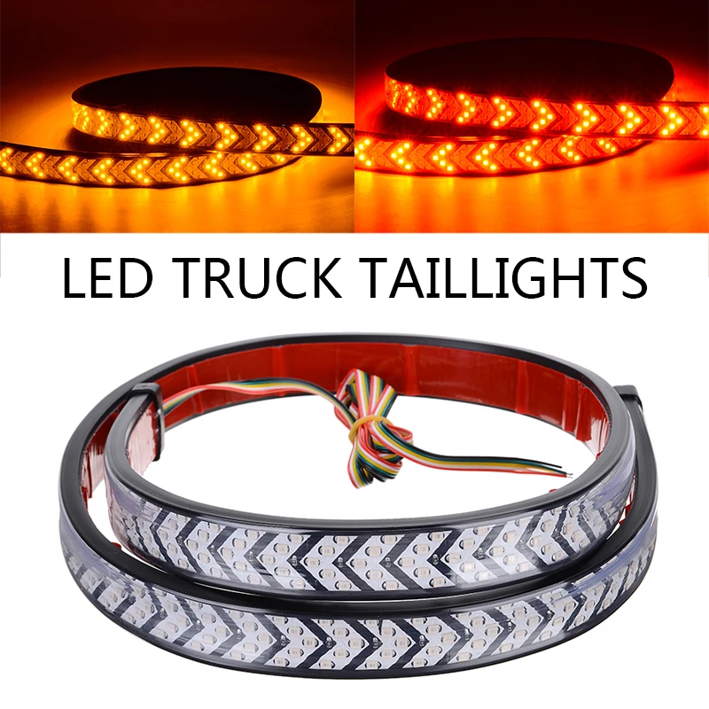 

1pc Car Auto Flowing 360 LED Truck Red Tail Light Strip Flowing Water Yellow Turn Signal Tailgate Brake Bar Reverse Accessories