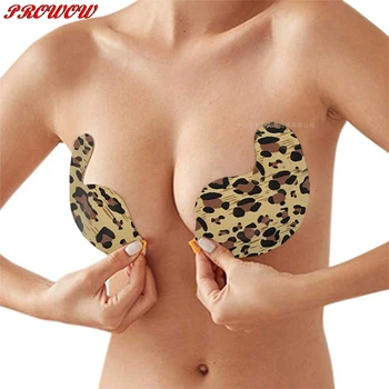 

Invisible Strapless Bra Sticky Paste Freedom Bra Breast Lift Tape Leopard Pattern Sexy Lingerie Bralette Push Up Bras For Women