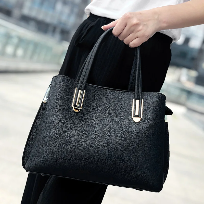 Genuine Leather Women's Casual Handbag Solid Color Ladies