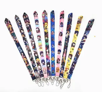 

500 PCS Demon Slayer Kimetsu no Yaiba key lanyards id badge holder keychain straps for mobile phone Free Shipping