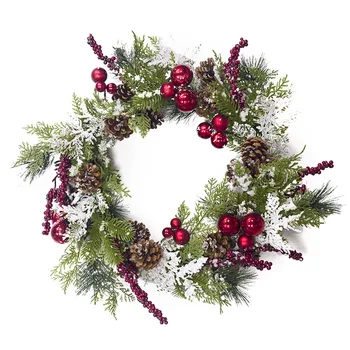 

Christmas Wreath Hanging Decor Pine Cone for Xmas Party Door Wall Garland Ornament Flower Circle HUG-Deals