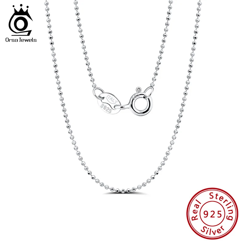 ORSA JEWELS итальянская 925 пробы Серебряная боковая цепочка ожерелье с шариком 2 0 мм из стерлингового серебра s