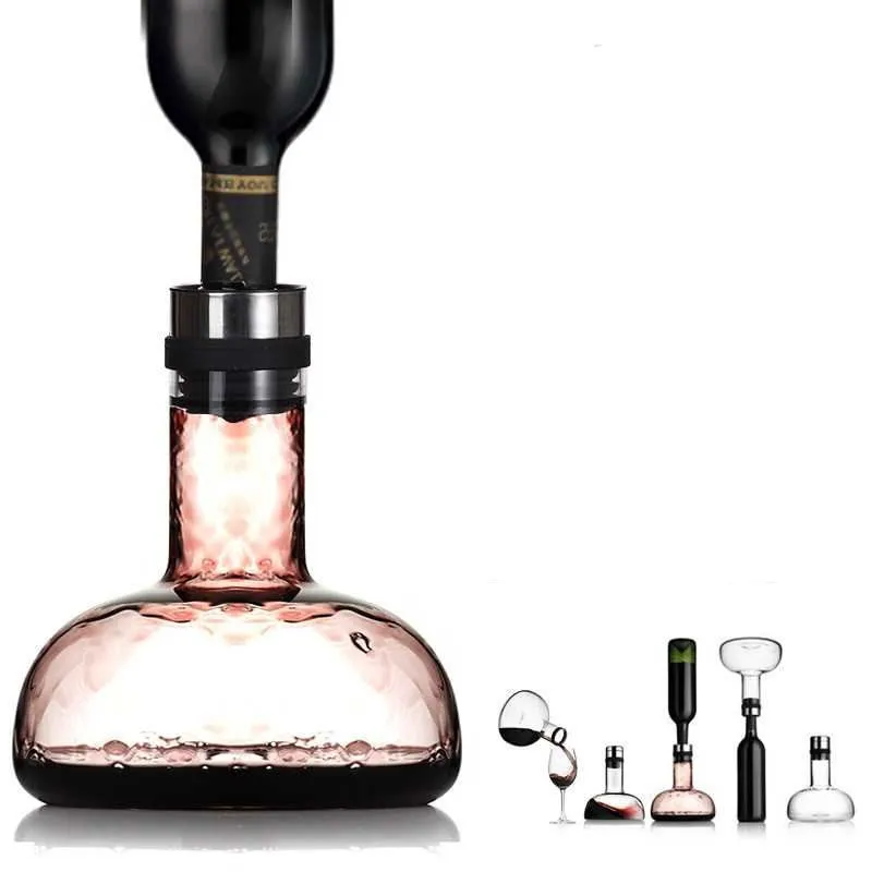 

Handmade Glass Rapid Red Wine Decanter Champagne Whiskey Container Sealed Drinking Bottle with Lid Bar Tools Wedding Gift