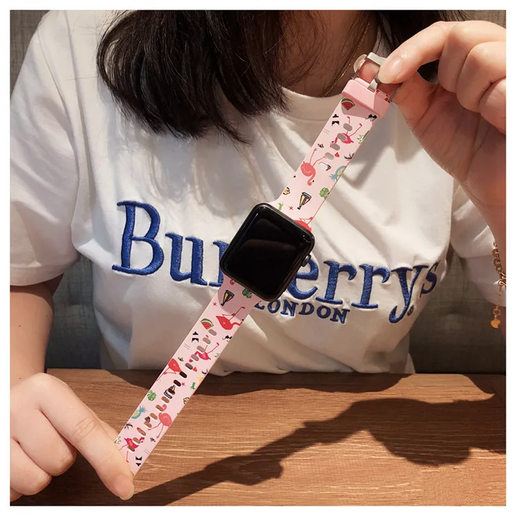 

Compatible for Apple Watch Band 38mm 42mm 40mm 44mm,Silicone Pattern Printed Replacement Watch Bands for iWatch Series4/3/2/1