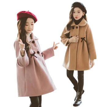 

kids' wear woolen coat coat girl autumn and winter thick warm quality Woolen cloth jacket 2020hot sale 4-12 years old childreng