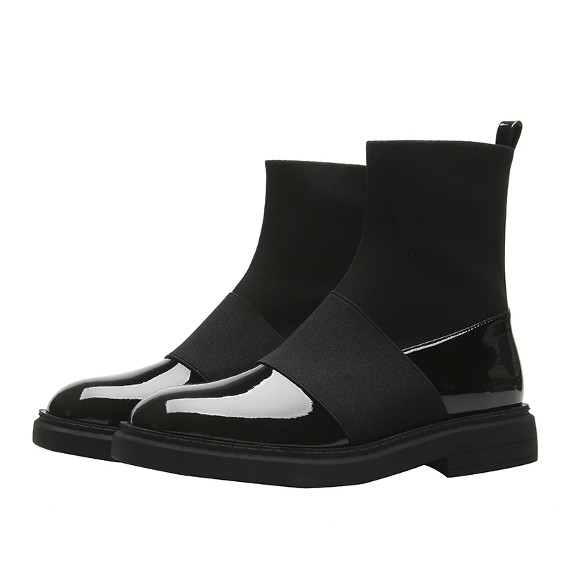Chaussures femme/женские носки; женские ботинки; женская обувь; зимние женские ботинки из лакированной кожи; chaussures femme; женские ботинки с круглым носком; зимние ботинки на низком каблуке