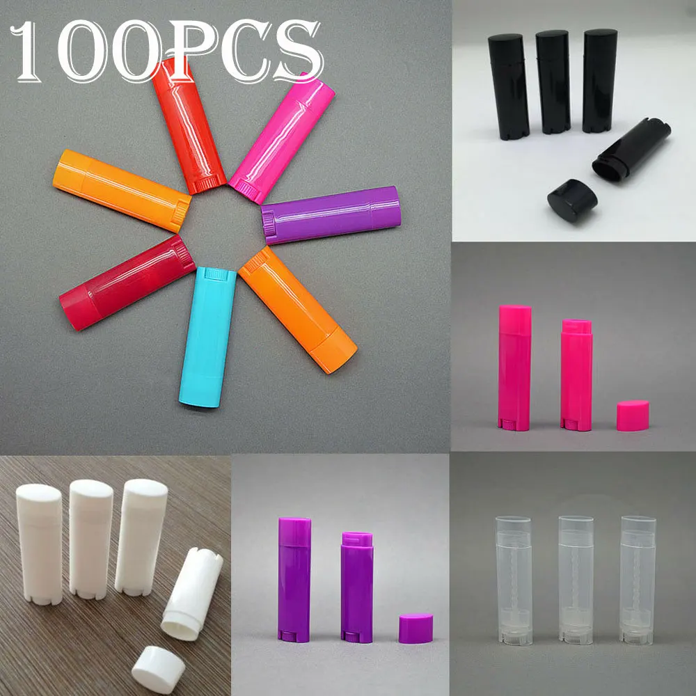 

100pcs x 4.5g Oval Lip Balm Tubes Empty Lipstick Containers DIY Cosmetic Bottle Lip Gloss Tubes for Makeup Cosmetic Packaging