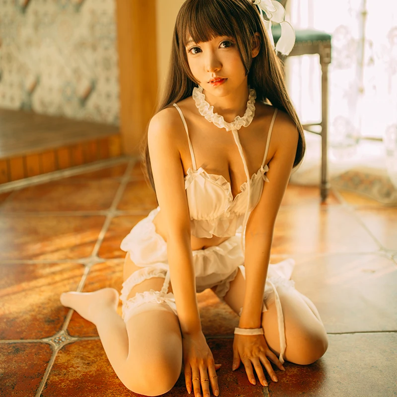 Sexy-Sweetheart-Maid-Play-Role-Cotumes-Pajamas-Chiffon-Lingerie-Set-Lolita-Ruffle-Underwear-Panties-Bondage-Kawaii (2)