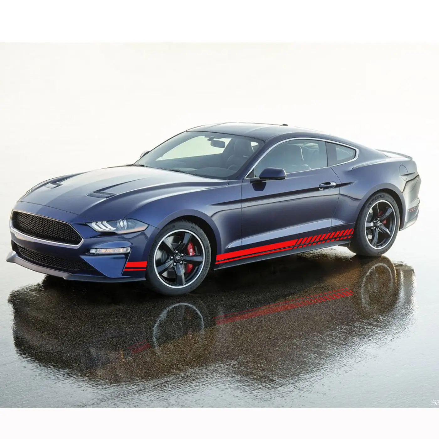 Для Ford Mustang боковая юбка автомобильный корпус гоночная полоса наклейки с рисунком Красный