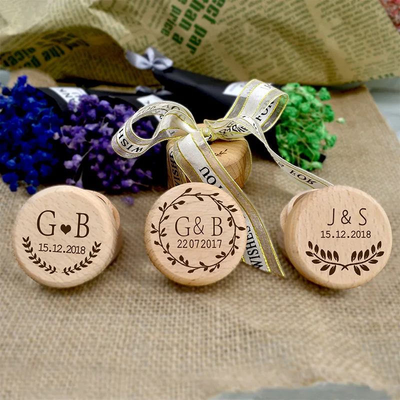 

Wood Ring Box Holder Personalized for Decorations Marriage Ring Packaging Box Wedding Custom Your Names and Date Ring Bearer Box