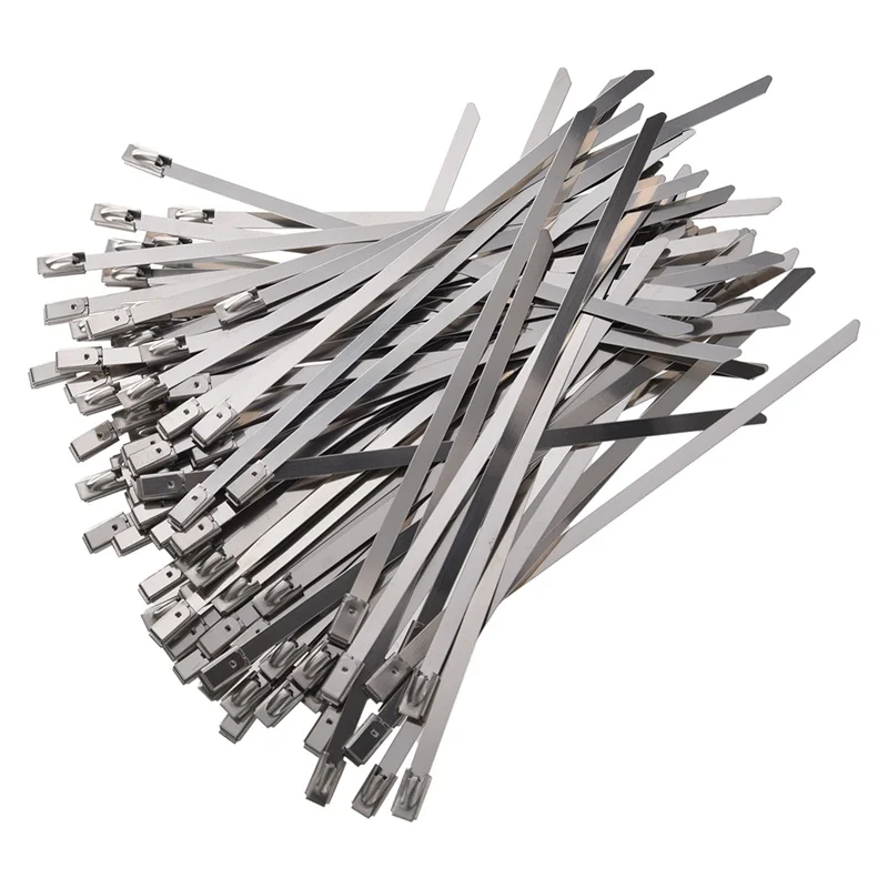 

Hot Sale 100pcs 5.9 Inches Stainless Steel Exhaust Wrap Coated Locking Cable Zip Ties