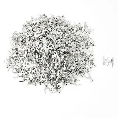 

500pcs SNB3.5-6 Fork Type Non-Insulated Spade Cable Terminals for AWG 14-12