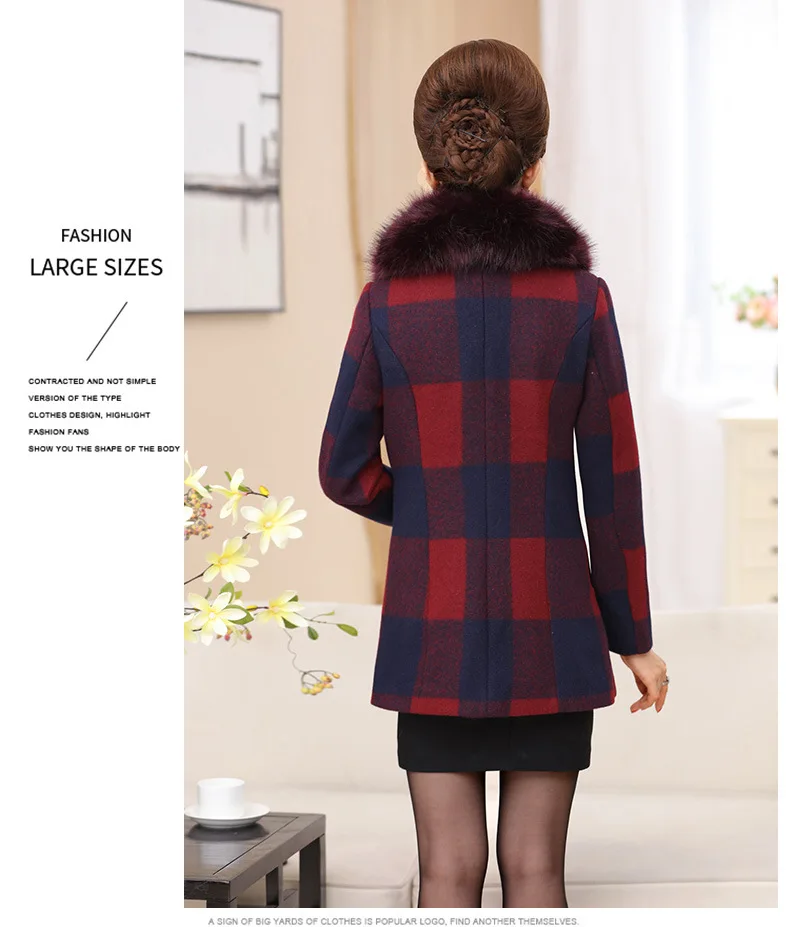 Middle-aged Women Dress Woolen Jacket Women's Autumn And Winter New Style Thick Fur Collar Woolen Overcoat 30-Year-Old 50 M