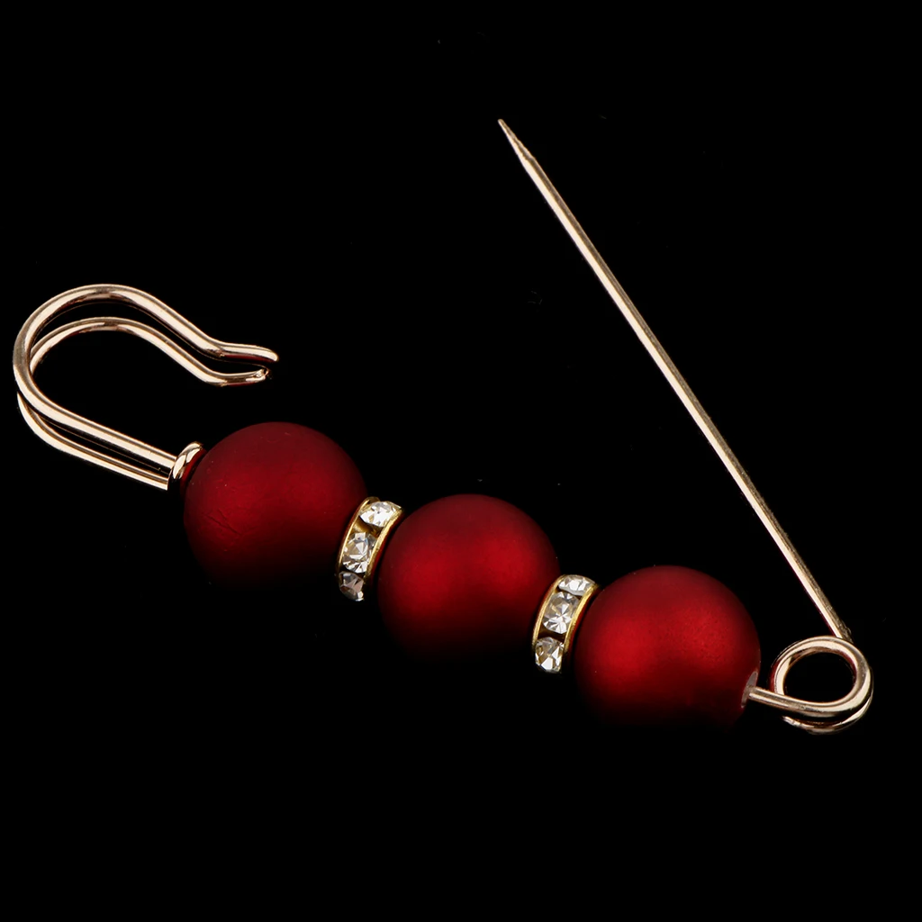 Scarf Clip 3 ABS Pearl Diamante Spacer Ornament Pin Brooch Valentines Gift