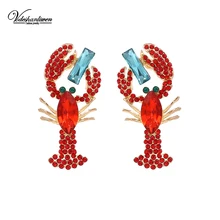 Vodeshanliwen модные Кристальные серьги-гвоздики с омаром для женщин богемные серьги в виде животных из горного хрусталя новые ювелирные изделия