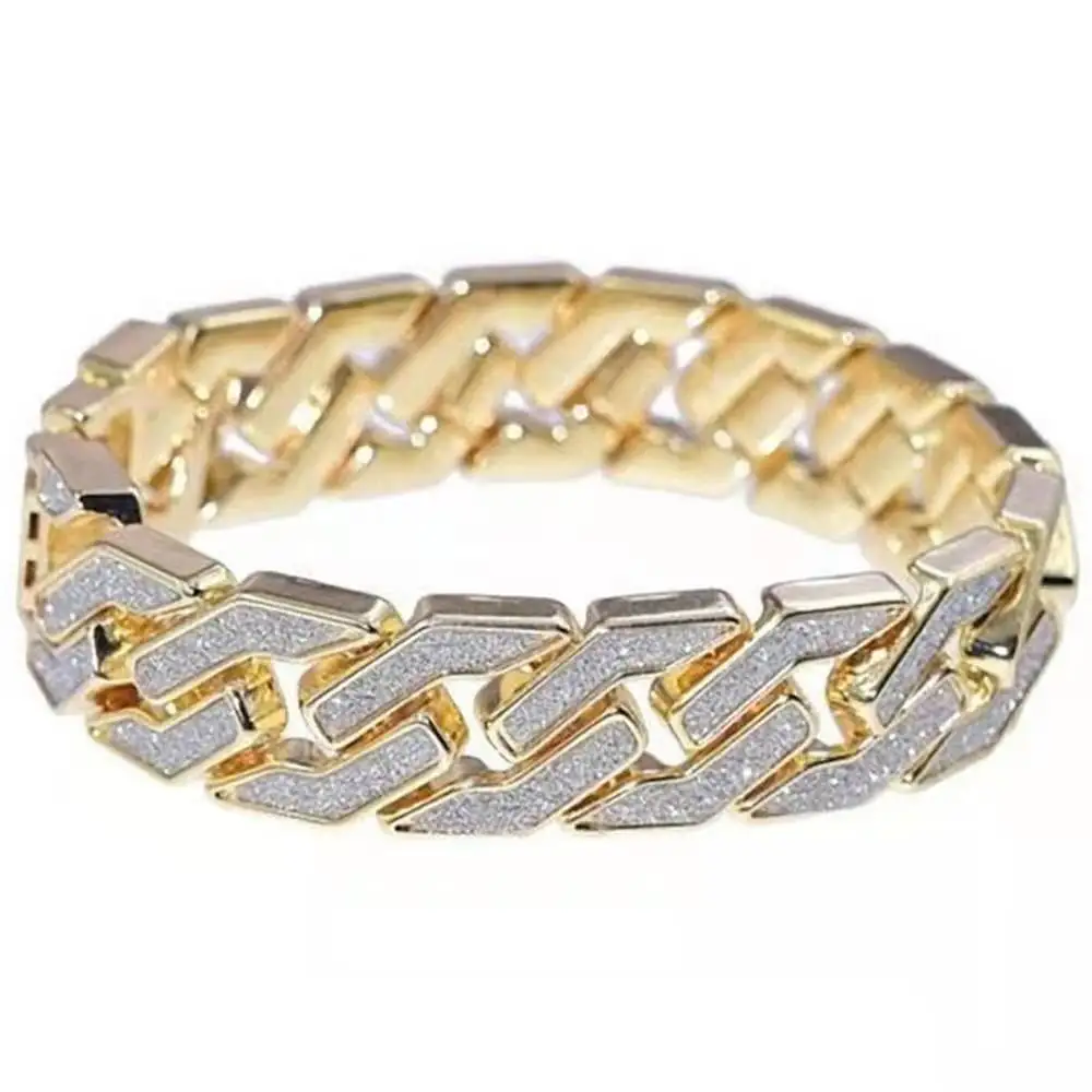 

Iced Out Bracelet for Men Women Cuban Link Chain Charm Big Gold Bangle Couple Hip Hop Jewelry